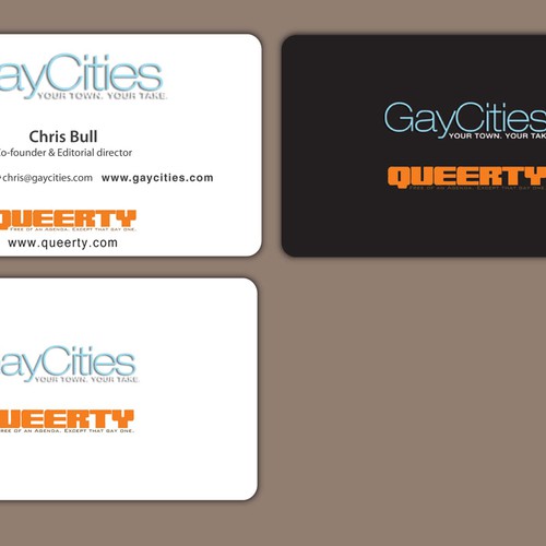 Create new business card design for GayCities, Inc., which runs Queerty.com and GayCities.com,  Ontwerp door Zewal