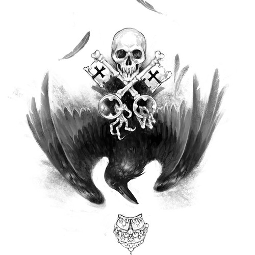 Gothic Raven tattoo Diseño de tanchi.k