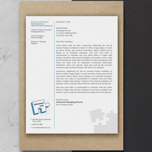 Striking New Modern Letterhead Needed for Law Firm Revival Design by Sawama