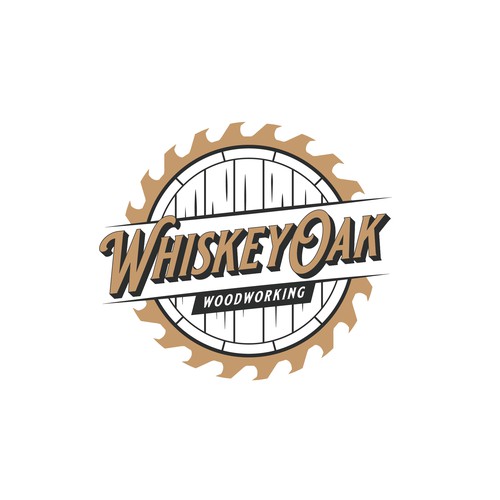 Powerful, vintage, whiskey inspired logo for woodworking company Réalisé par Umetnick