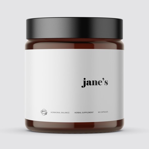 Minimal supplement label design Design by Lady Goga