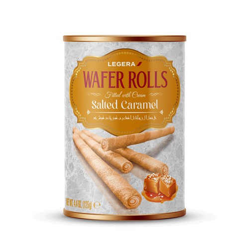 LEGERA Wafer Rolls Pack 125 gm - Salted Caramel Design by Gustavo RV