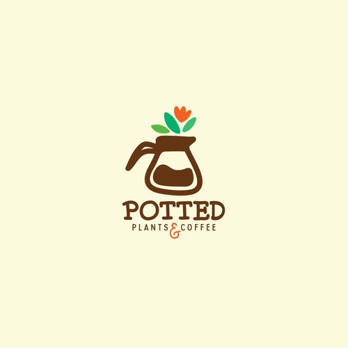 Cheerful logo for a plant and coffee shop Design by ALINAsINK