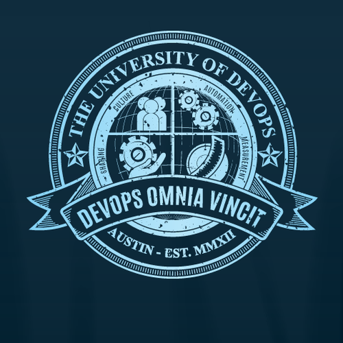 University themed shirt for DevOps Days Austin Diseño de Henrylim