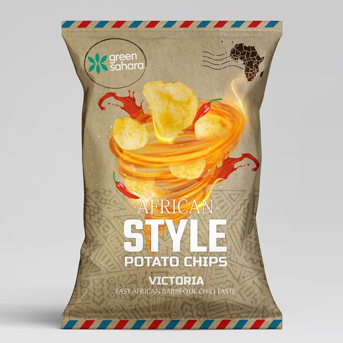 Design African style potato chips packaging Design by Noha.Akkad