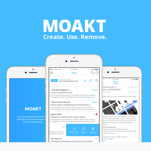 Design a mobile app for a temporary email service-ontwerp door turgunovm