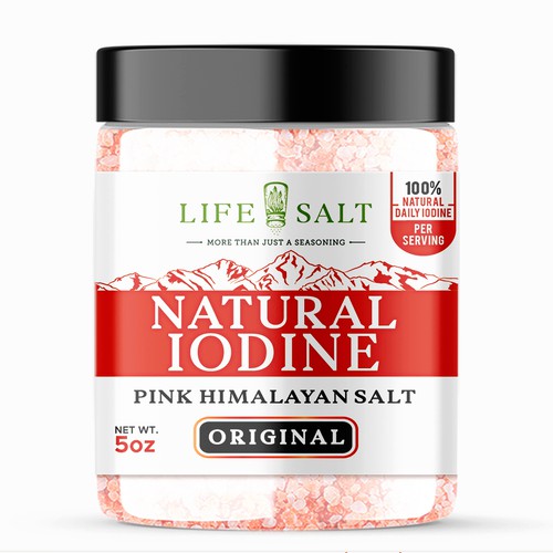 Label for Natural Iodine Pink Himalayan Salt that is fused with Seaweed Design by Design_byMe