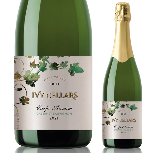 Ivy Cellars sparkling wine label Design by michelange