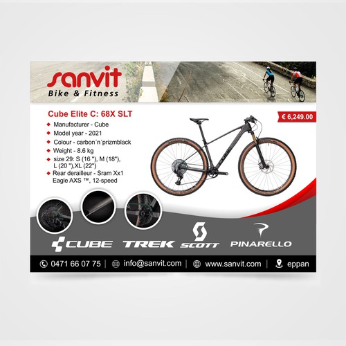 Cool, modern layout for the biggest bike shop in North Italy. Design by Bu'kan Creative