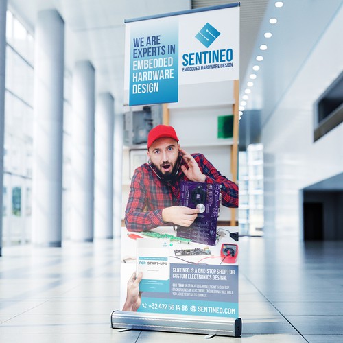 Design of a roll-up banner for a trade-fair introducing our Electronic Design Agency! Design by Sketch Media™