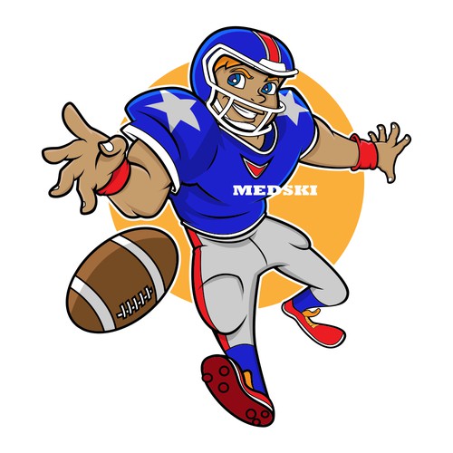 American Foootball Cartoon Character Set Design by Medski