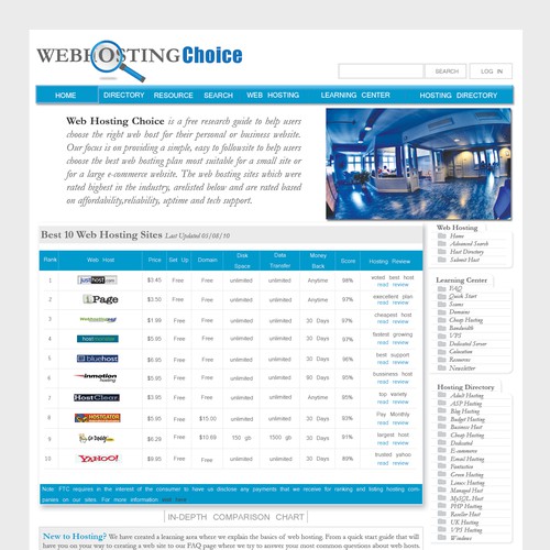 Redesign WebHostingChoice.com Design by honeyjar