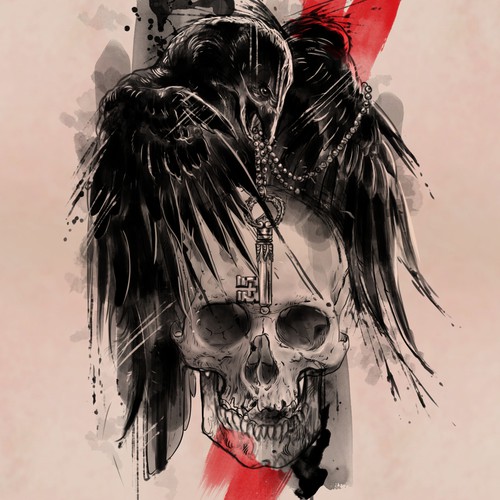 Gothic Raven tattoo Design von metatron studio