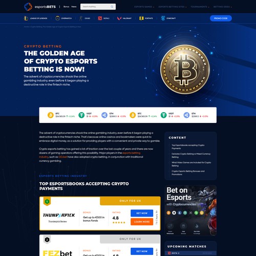 Design a new Esports betting comparison website Design by Design Monsters