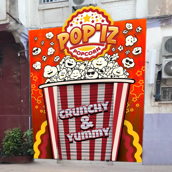 Design by shazigns titled "Storefront Design For A Shop Selling Popcorns"