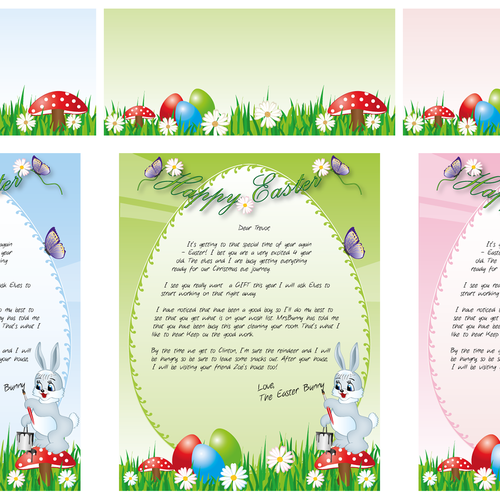 Easter Bunny Letter and Envelope Illustration Design by syrinx359
