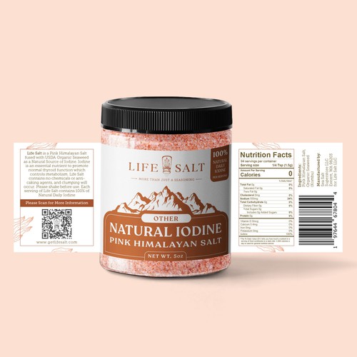 Label for Natural Iodine Pink Himalayan Salt that is fused with Seaweed Design by Kukuh Saputro Design