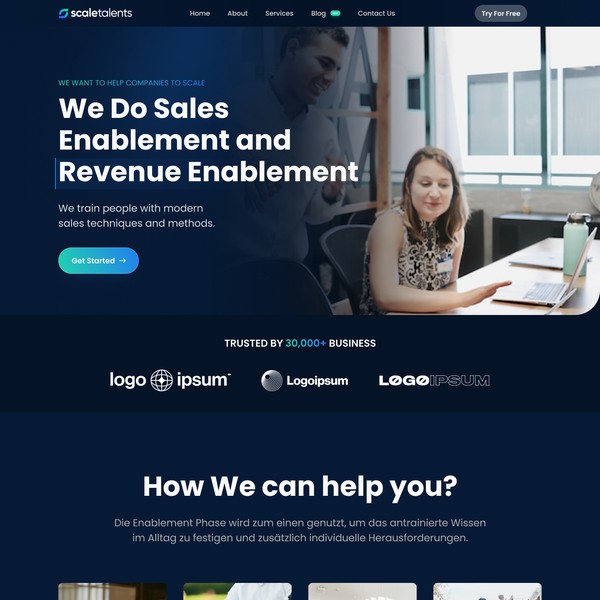 Landing page design