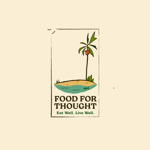 Fresh, Playful Island-Inspired Logo for Food For Thought – Organic Café & Market in the Florida Keys Design by m210297