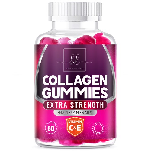 Hello Lovely needs a Collagen Gummies product label Design by agooshe