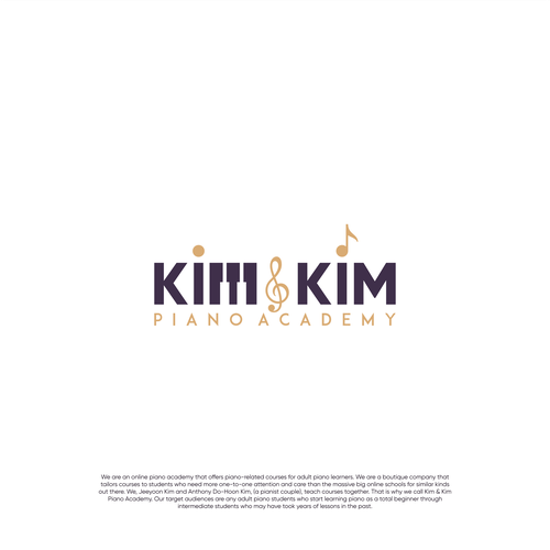 Logo to appeal adult piano students for online piano school called Kim & Kim Piano Academy Design by Ardimast