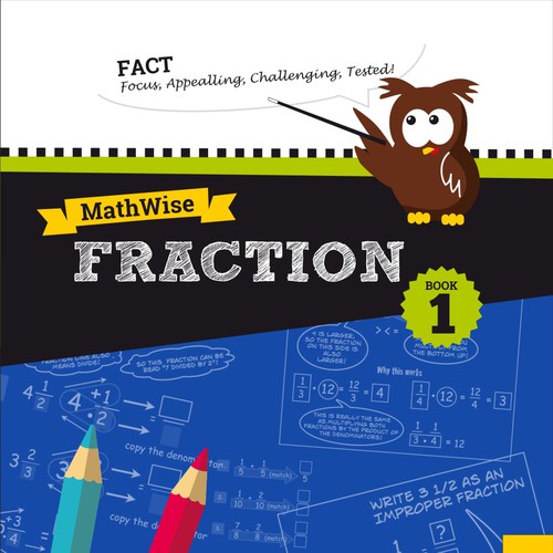 Create a kid-friendly, classy cover for a cartoon-style math workbook series; clips provided Design by bahdimliu