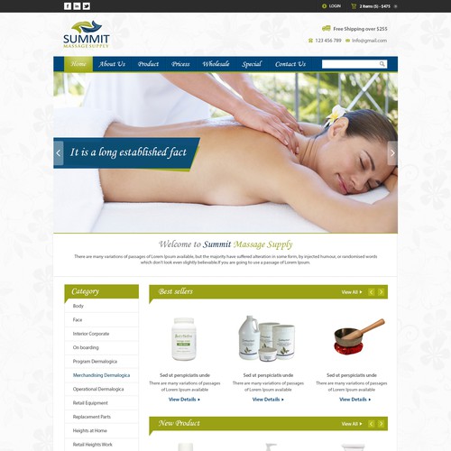 Homepage Design for Spa/Massage Supplier Company  page design contest