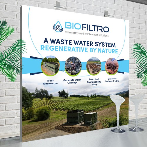 Design a Clean Trade Show Backdrop/Podium for a Regenerative Agriculture/Wastewater Company Design by Designbe