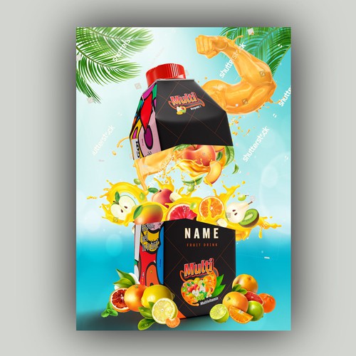 Dynamic poster design for Fruit Juice advertisement Design réalisé par allMarv