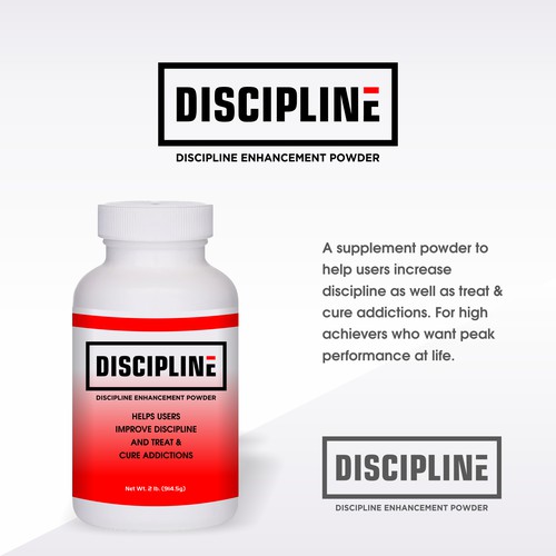 Product logo for discipline enhancing & addiction treatment supplement powder. Design by eonesh