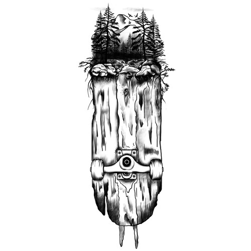 Skateboard Tattoo Design by D_S_A