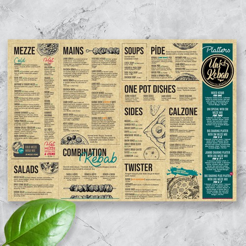 Turkish shop kebab menu