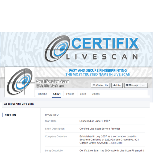 Facebook Cover Page For Fingerprinting Service Systems Company