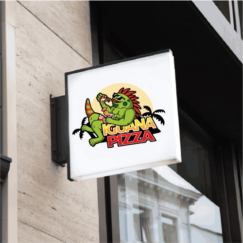 Create a playful logo for Caribbean "Iguana Pizza" restaurant Design by CAKPAN