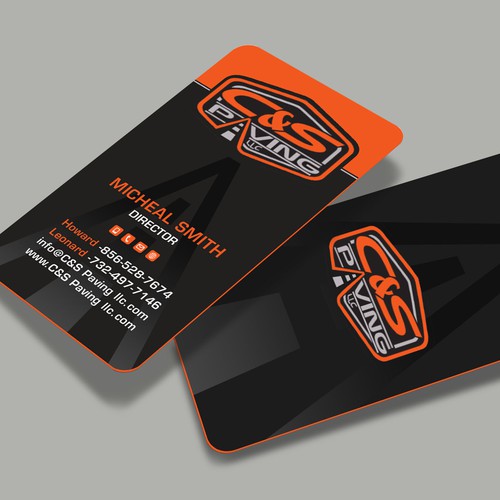 We are an asphalt paving company  card with character, style, stands out from everyone nothing bland no white ,add stuff Design by RENEXIT