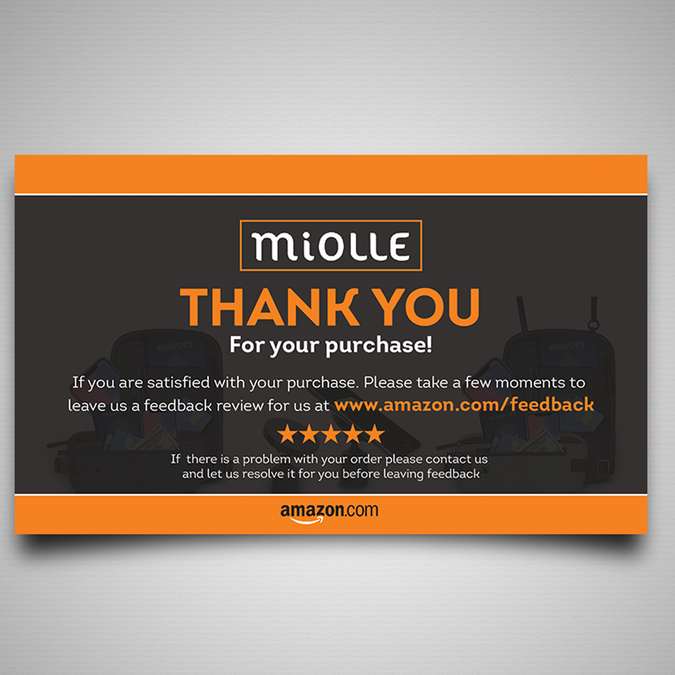 "Thank you and review" card comes with a product from Amazon Postcard, flyer or print contest