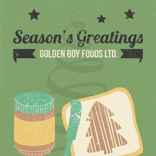 card or invitation for Golden Boy Foods Diseño de Catarina Coutinho