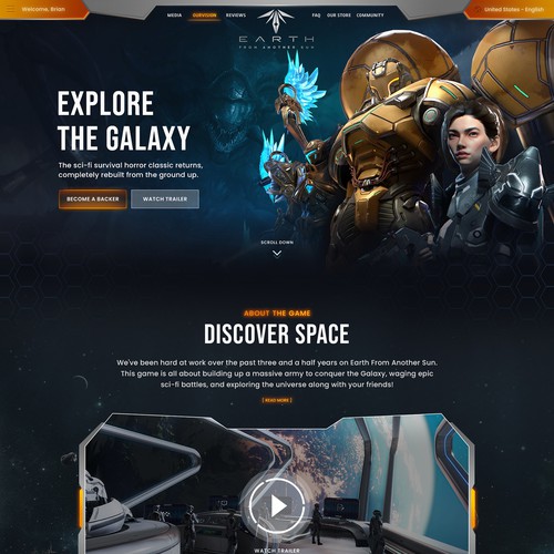 Design a cool website for a high-quality realistic Sci-Fi FPS game for PC/Consoles Design by posspoint