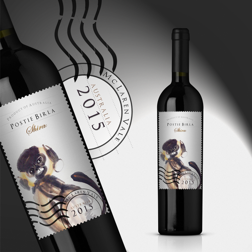 Annis wines export wine label using concept of postage stamp