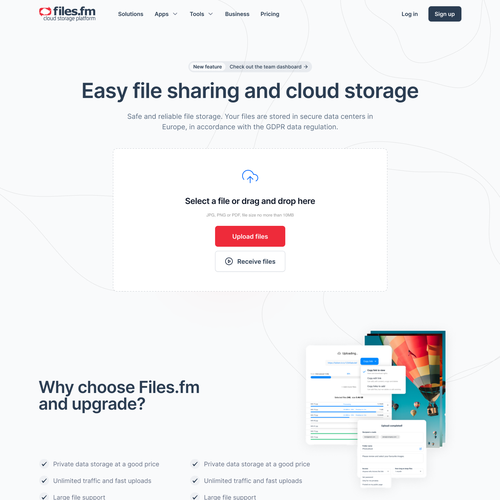Files.fm - frontpage redesign for cloud storage website Design by almo.designer ✨