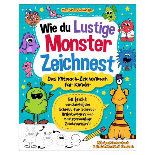 Design a cheerful cover for a monster drawing book for children Design by Kukira Design