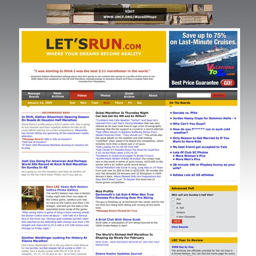 LetsRun.com Homepage Re-Design/Cleanup Diseño de CreativeQuartersCo
