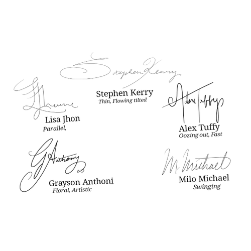 Set of 5 handwritten, monoline signatures, Other art or illustration  contest