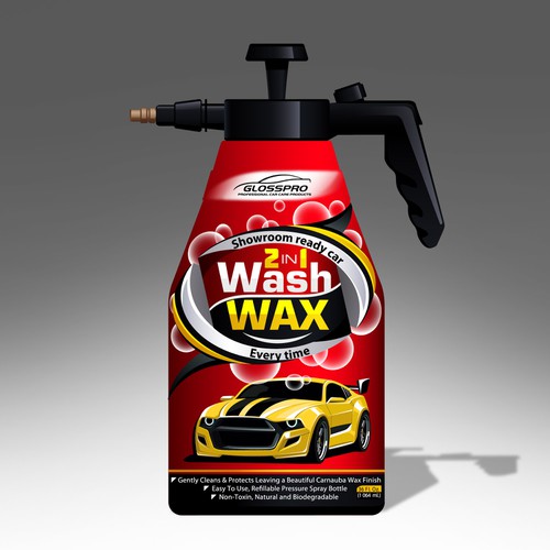 Glosspro "2 in 1 Car Wash and Wax" (Waterless Carwash)  Label Design by Yeni Rostislav