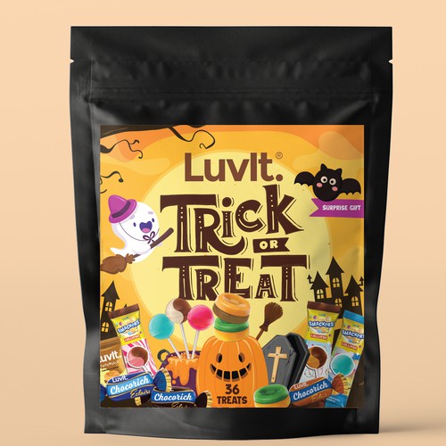 Design a cute Halloween Special Edition Kids Pack for a confectionary brand Design by Holiday26