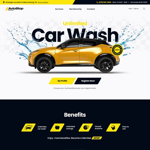 Car wash subscription Design by StyleWorks Studio