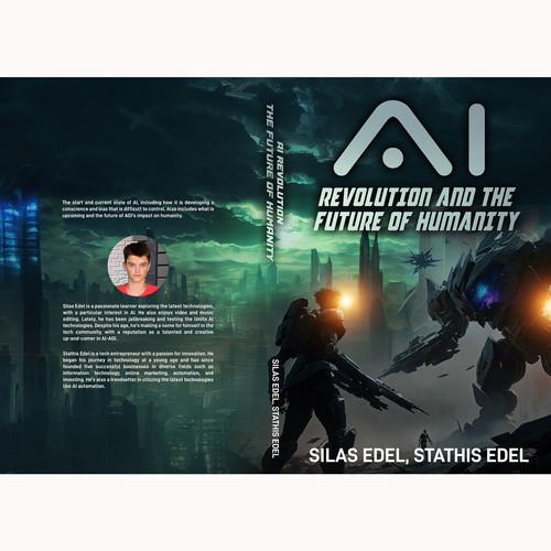 Futuristic AI Book Cover - AI vs Humans/Dark Design by Aaniyah.ahmed