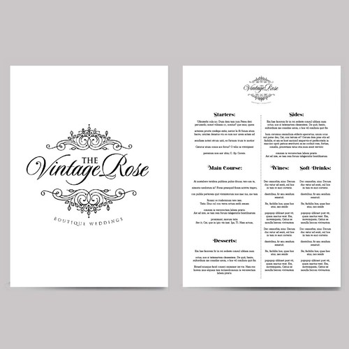 Menus for The Vintage Rose Design by Nicole Stephens