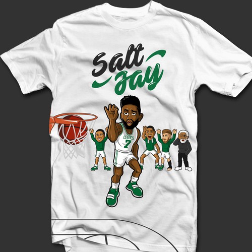 Design a cartoon t-shirt of jaylen brown from the nba team, boston celtics., T-shirt contest