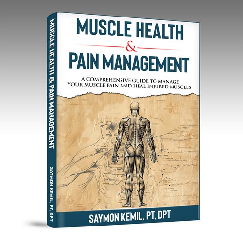 Book cover with a drawing images of the human anatomy combining muscles and bone structure. Design by inventivao